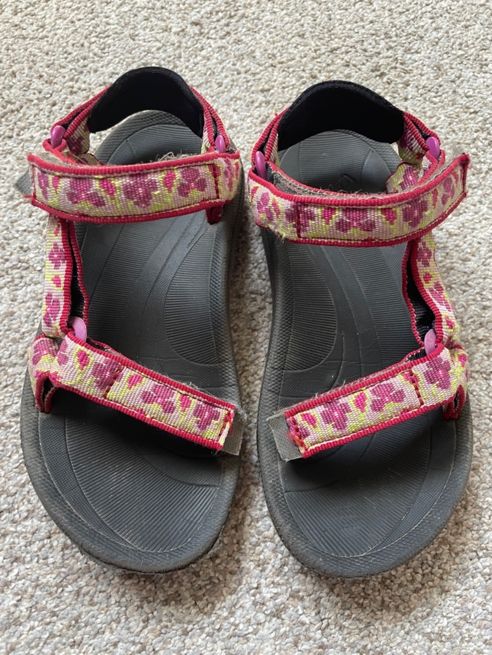 Teva Bright Pink and Yellow Outdoor Sandal Soles